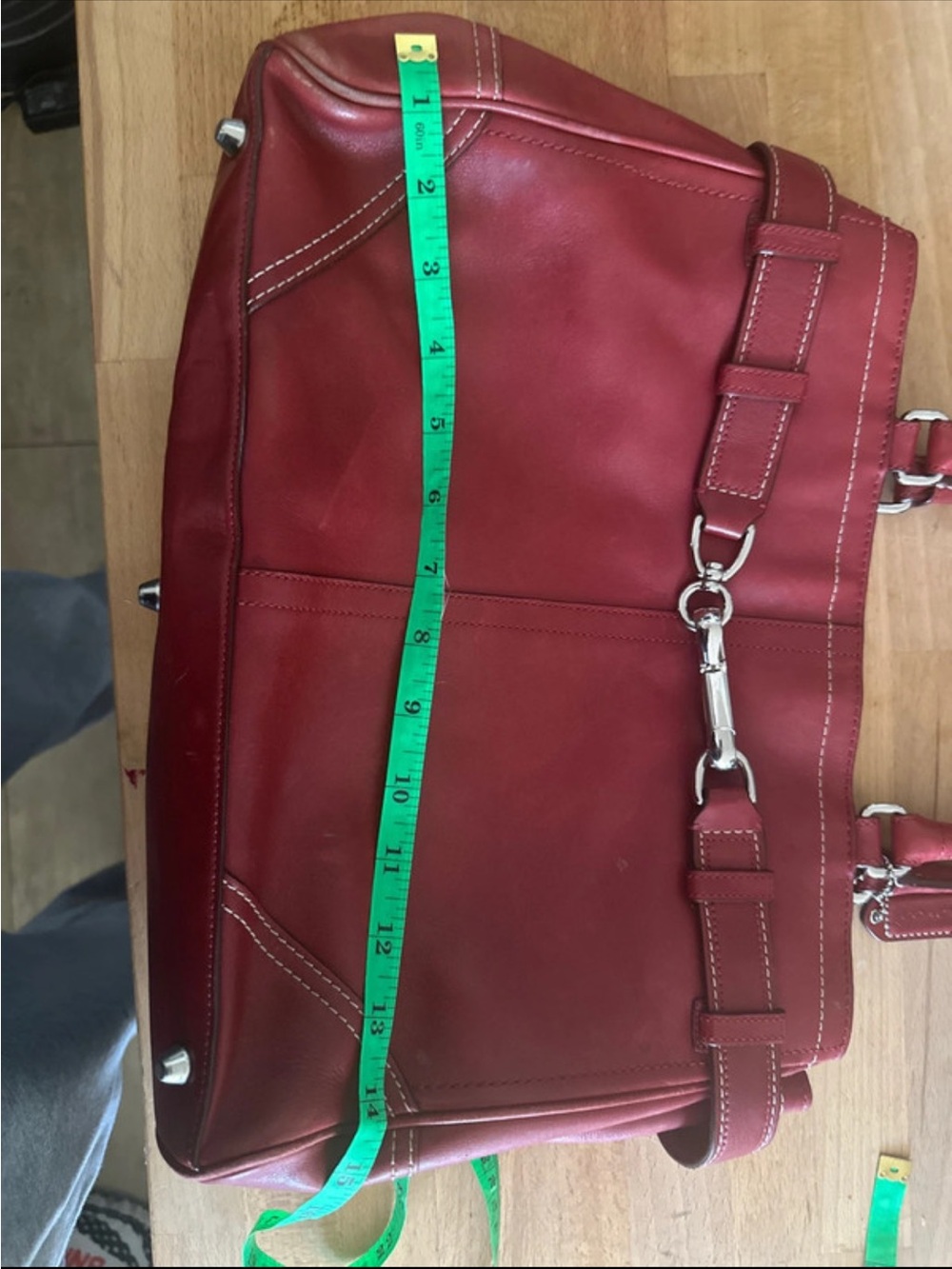 Coach Red Leather Laptop Shoulder Bag with Silver-Tone Hardware